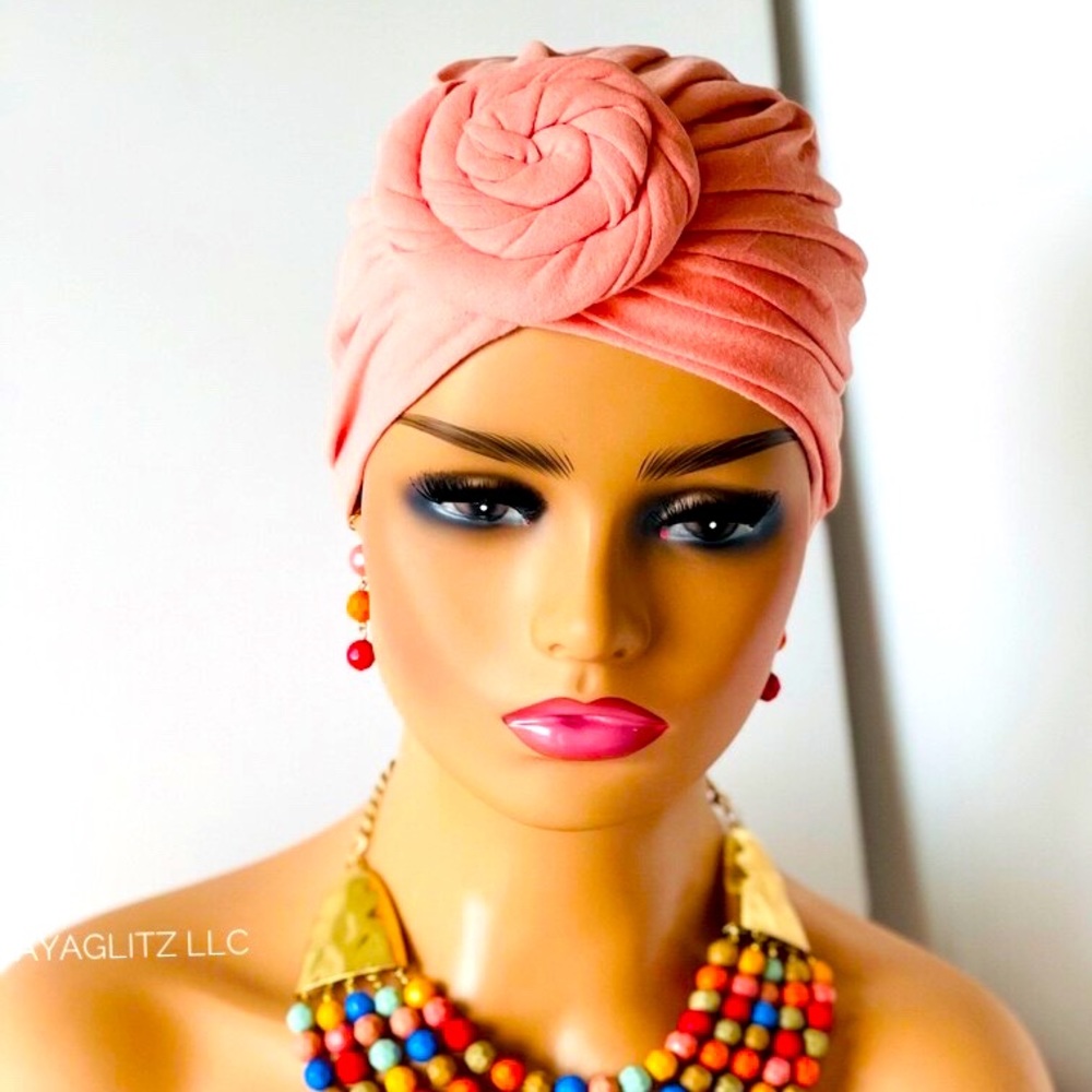 Pre-Tied Satin-Lined Turban Headwrap Head Wrap Cover Chemo Hat